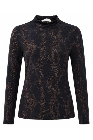 NED Top MILANS PLAIN LS BLACK SNAKE PRINT MESH 26W1 SS035 01 900 black