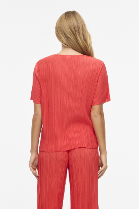 Vila rode dames t-shirt | Model achteraanzicht
