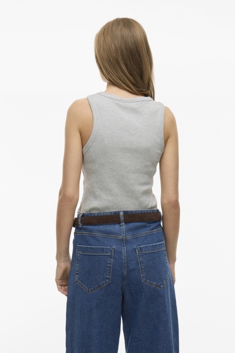 Vila grijze dames top | Model achteraanzicht