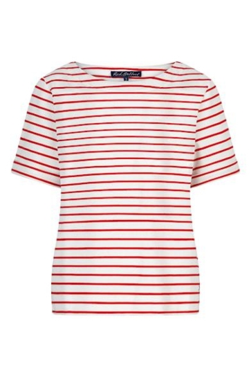 Red Button terry stripe short sleeve Wit