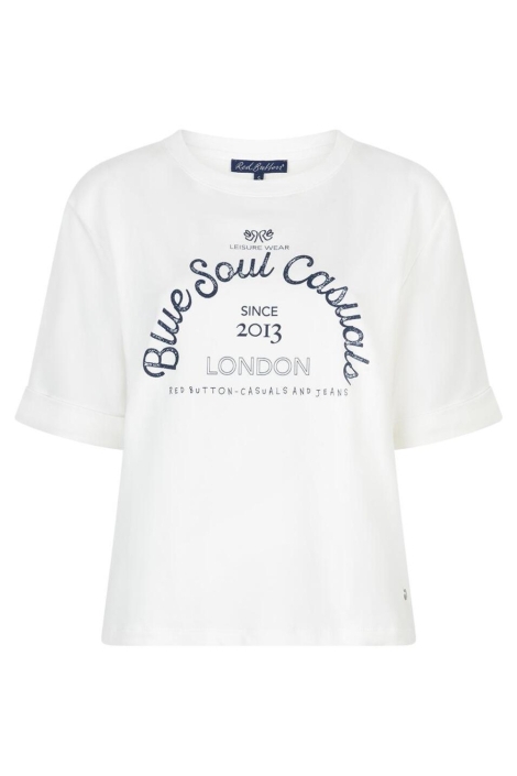Red Button witte dames t-shirt | Vooraanzicht