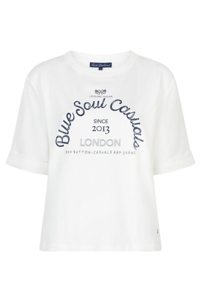 Red Button witte dames t-shirt | Vooraanzicht