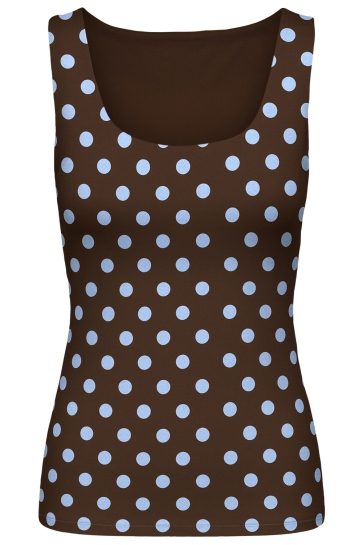Only Top ONLLONE AOP 2-WAY S/L TOP JRS 15348826 Seal Brown/BIG CASHMERE BLUE DOTS