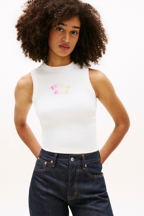 Tommy Jeans witte dames top | Model vooraanzicht