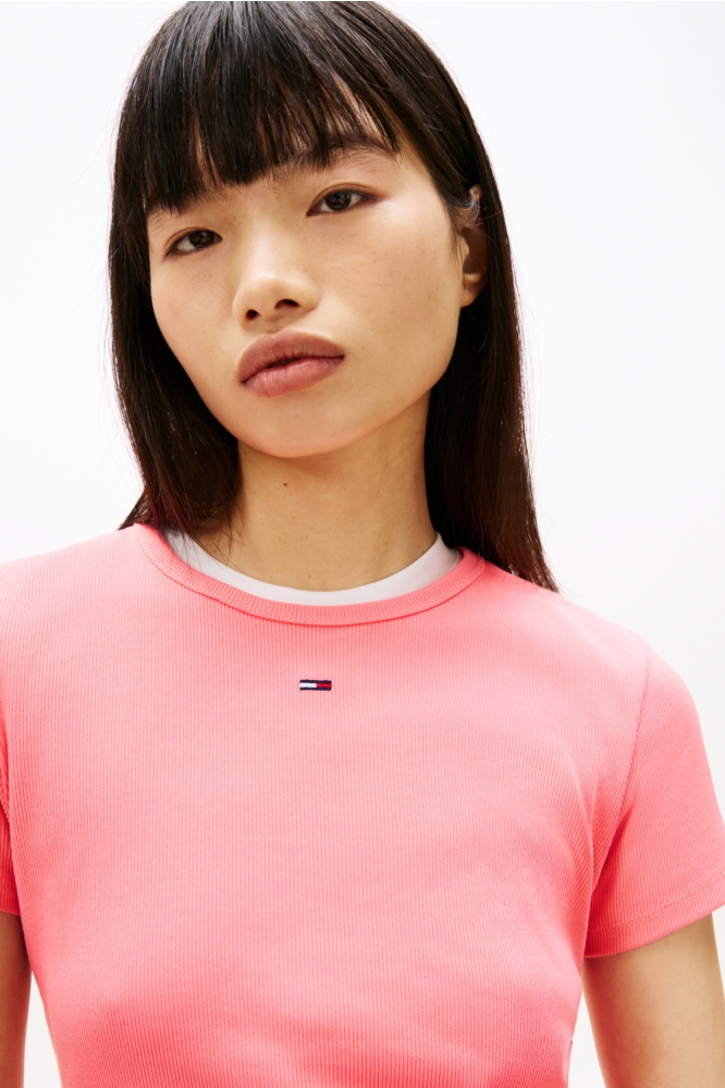 Tommy Jeans roze dames t-shirt | Close up