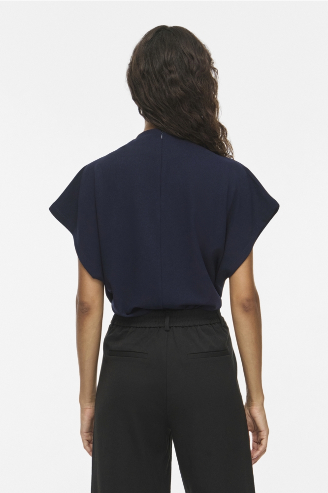 Vila blauwe dames t-shirt | Model achteraanzicht
