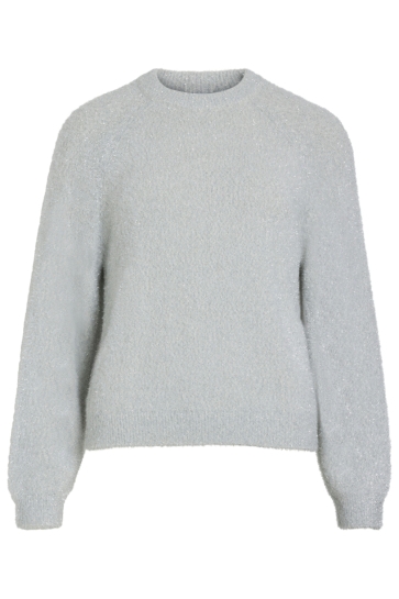 Vila T-shirt VIZUBI O-NECK L/S GLITTER KNIT TOP/ 14118710 CLOUD DANCER/ SILVER GLITTER
