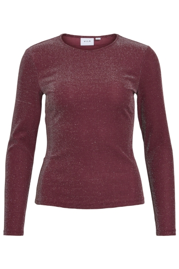 Vila vieleinas o-neck l/s top/vol Bordeaux
