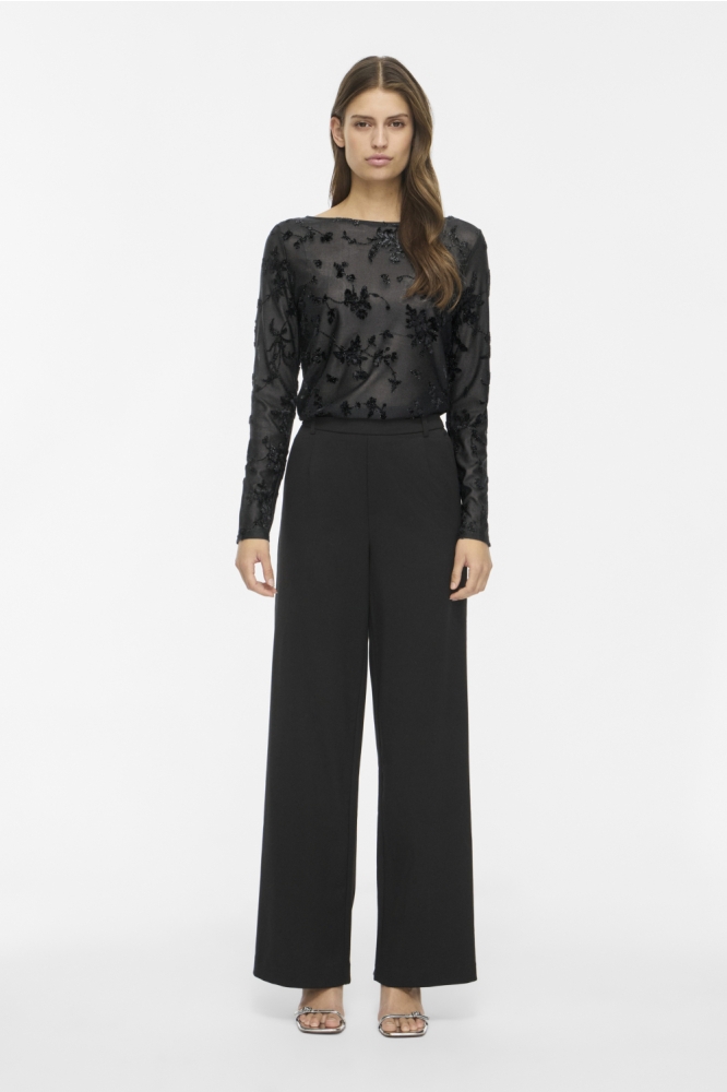 Vila zwarte dames top | Model vooraanzicht