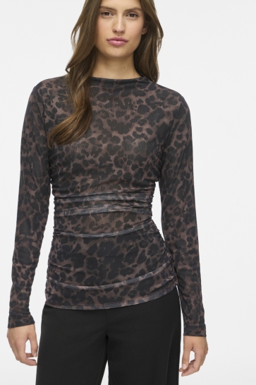 Vila Top VIFUNDA PRI O-NECK L/S TOP 14120422 COFFEE BEAN/PRI