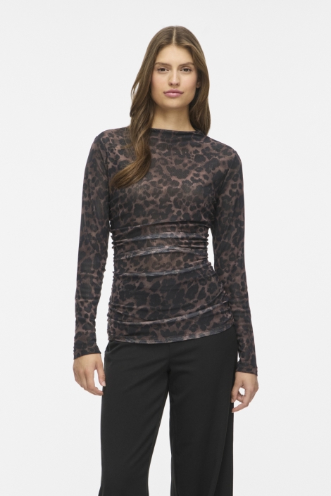 Vila bruine dames top | Model vooraanzicht