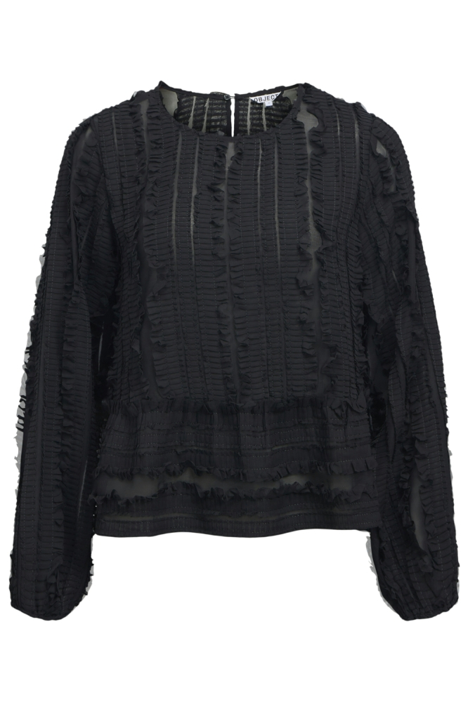 Object zwarte dames blouse | Vooraanzicht