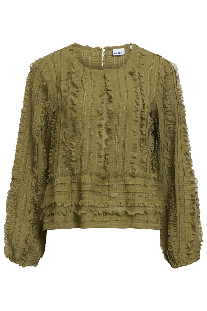 Object groene dames blouse | Vooraanzicht