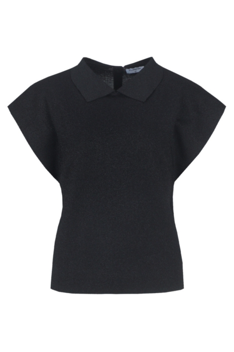 Fluresk zwarte dames t-shirt | Vooraanzicht