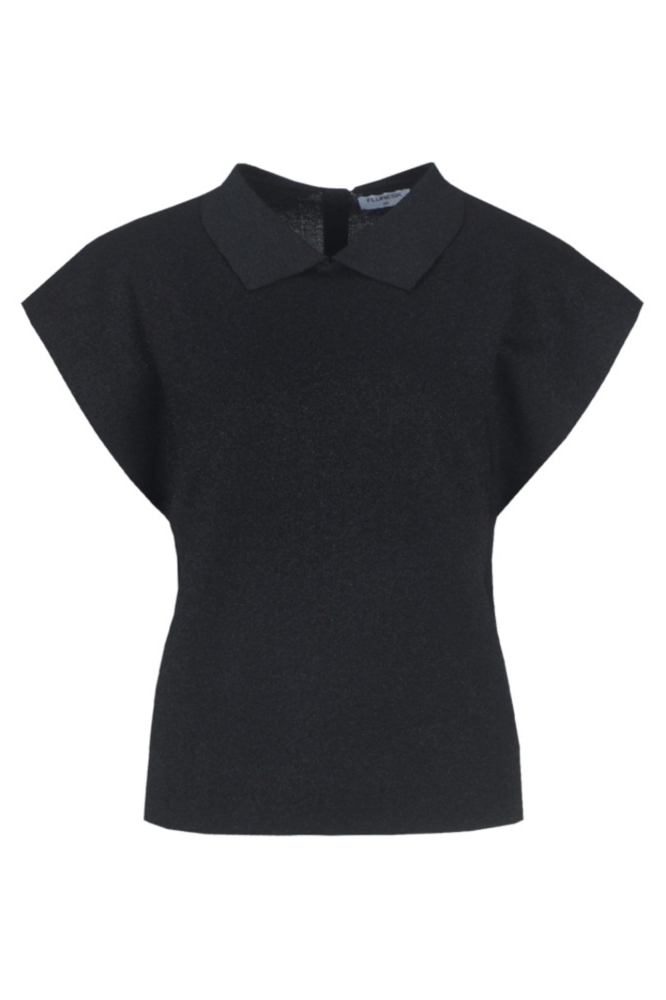 Fluresk zwarte dames t-shirt | Vooraanzicht