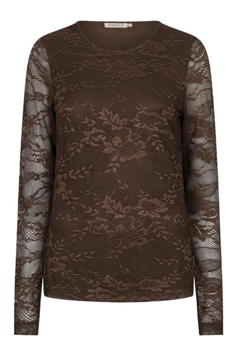EsQualo bruine dames t-shirt | Vooraanzicht