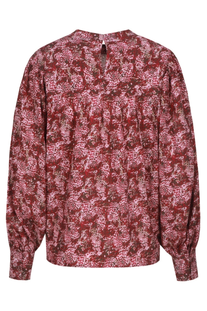 Fluresk roze dames blouse | Achteraanzicht