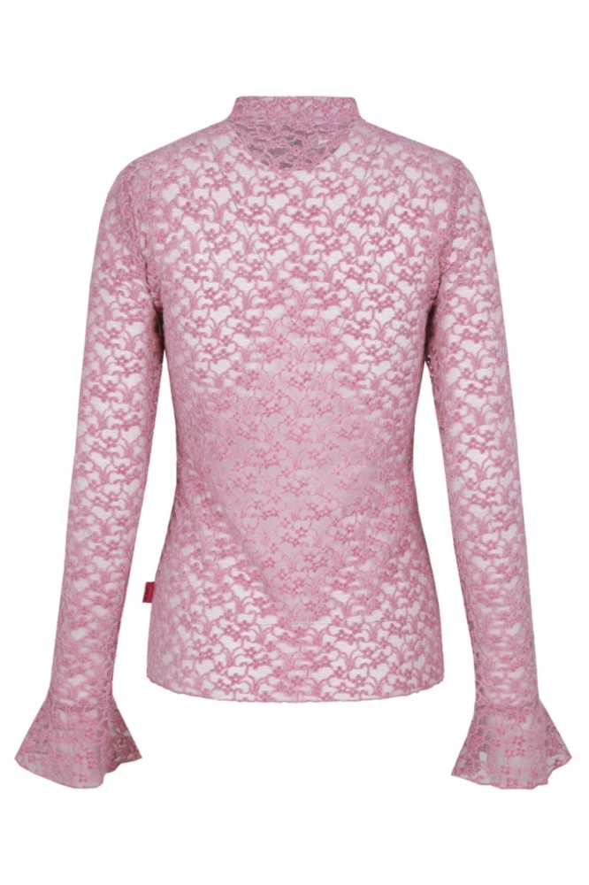 Fluresk roze dames top | Achteraanzicht