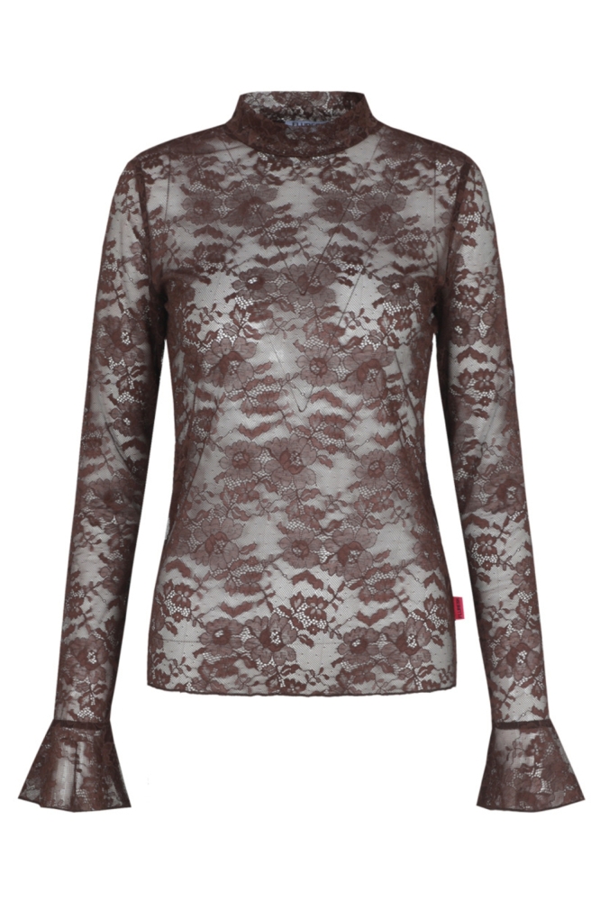 Fluresk bruine dames top | Vooraanzicht