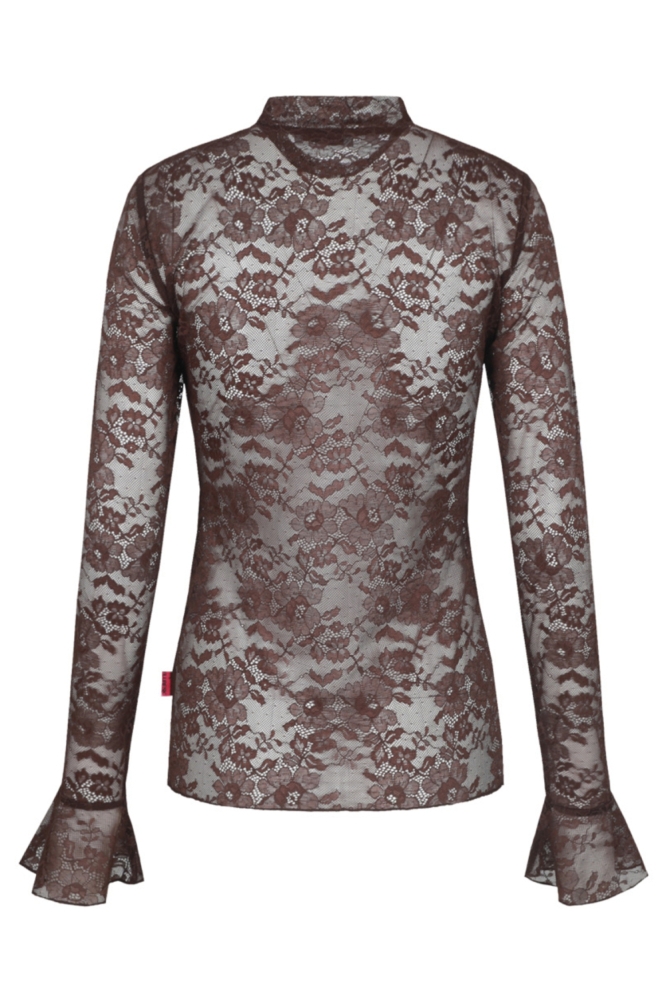 Fluresk bruine dames top | Achteraanzicht