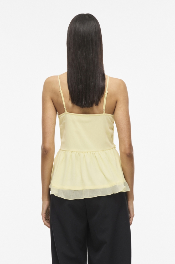 Vila gele dames top | Model achteraanzicht