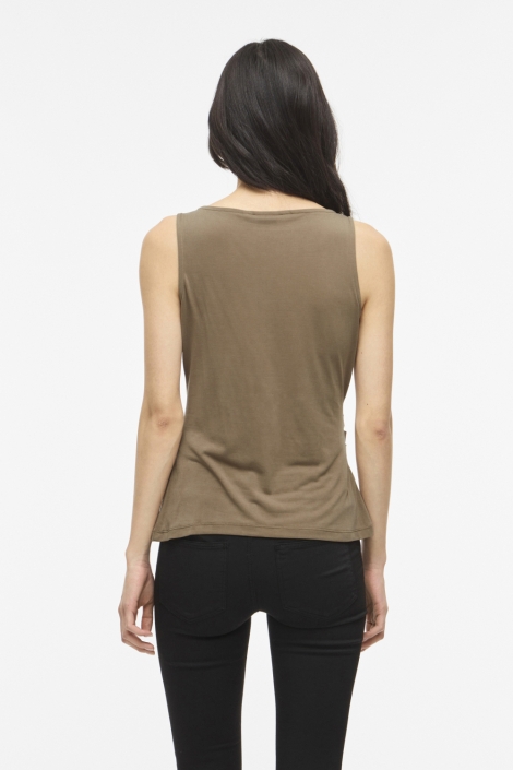 Vila taupe dames top | Model achteraanzicht