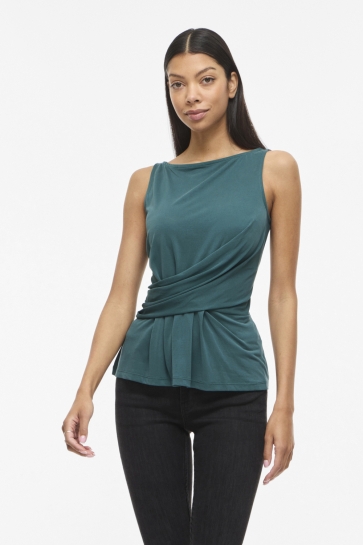Vila vimodala boat neck s/l top/vol/bfs Groen