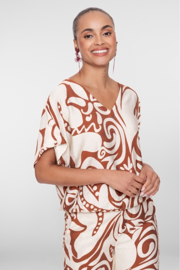 Geisha Blouse TOP BI COLOR 63435 26 Ecru/Tabacco