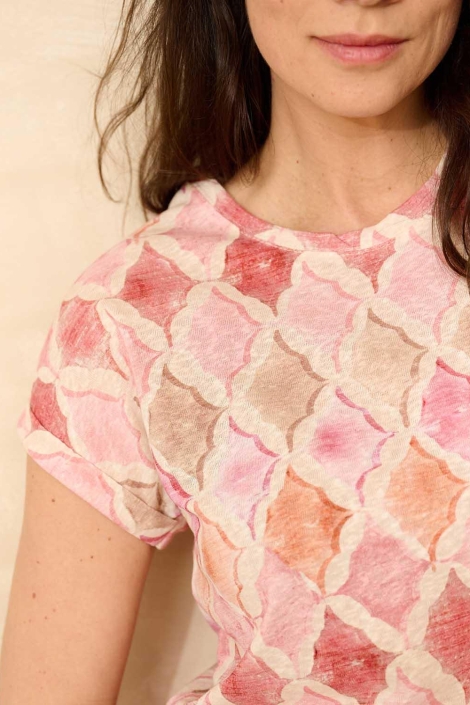 FOS Amsterdam zand dames t-shirt | Close up