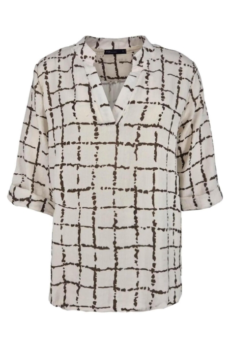 FOS Amsterdam beige dames blouse | Vooraanzicht