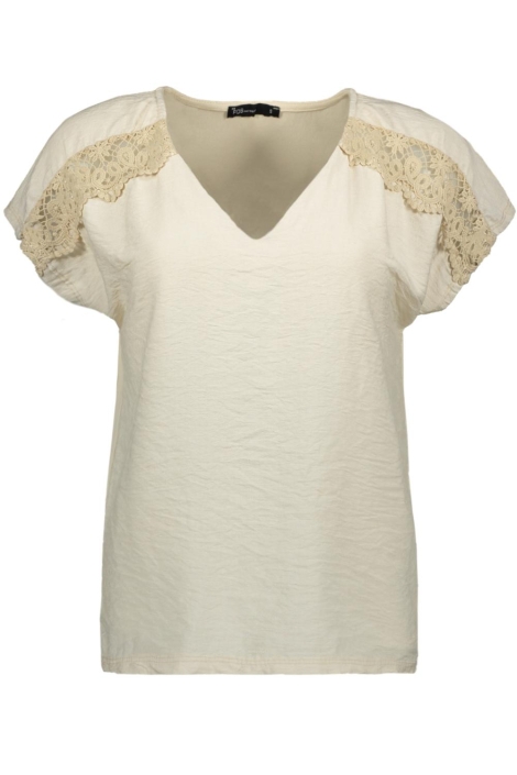 FOS Amsterdam beige dames t-shirt | Vooraanzicht