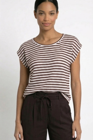 Maicazz T-shirt TANYA TOP SU26 60 519 STRIPE CHOCO