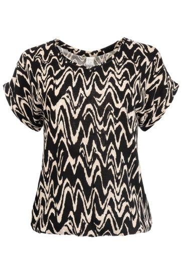 NED T-shirt NOX PW SS BLACK BIG WAVES WOVEN 26S4 X1886 02 Black