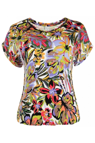 NED T-shirt NOX PW SS MULTI FLOWER WOVEN 26S5 X1961 02 Ecru