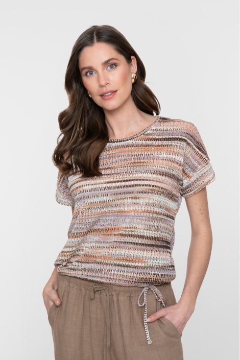 Geisha multi color dames t-shirt | Model vooraanzicht