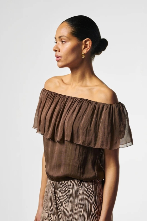 Aaiko bruine dames top | Model vooraanzicht
