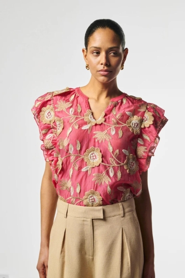 Aaiko T-shirt YAELLA 3D TEN 518 171641 HIBISCUS RED