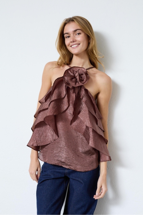 SisterS point bruine dames top | Model vooraanzicht