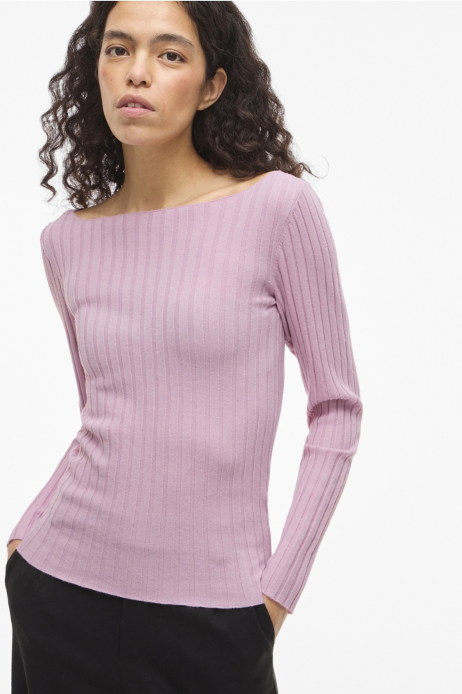 Vila roze dames trui | Model vooraanzicht