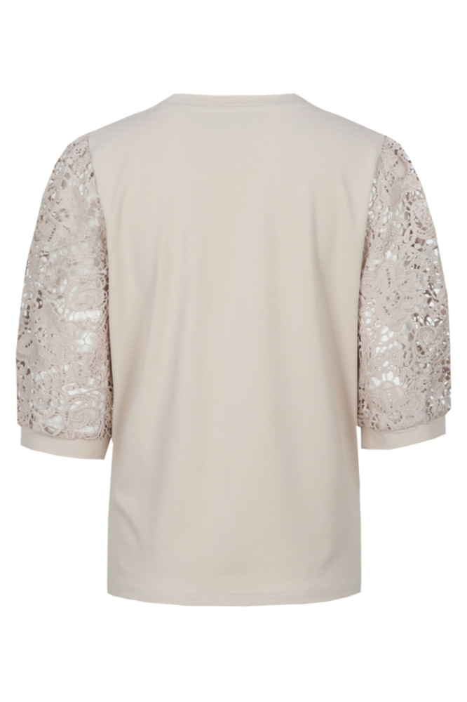 C&S The Label beige dames t-shirt | Achteraanzicht