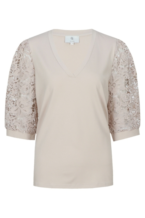 C&S The Label beige dames t-shirt | Vooraanzicht