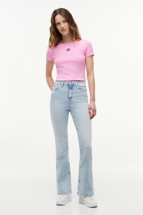 Tommy Jeans roze dames t-shirt | Model