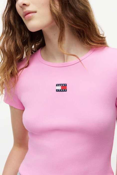 Tommy Jeans roze dames t-shirt | Close up
