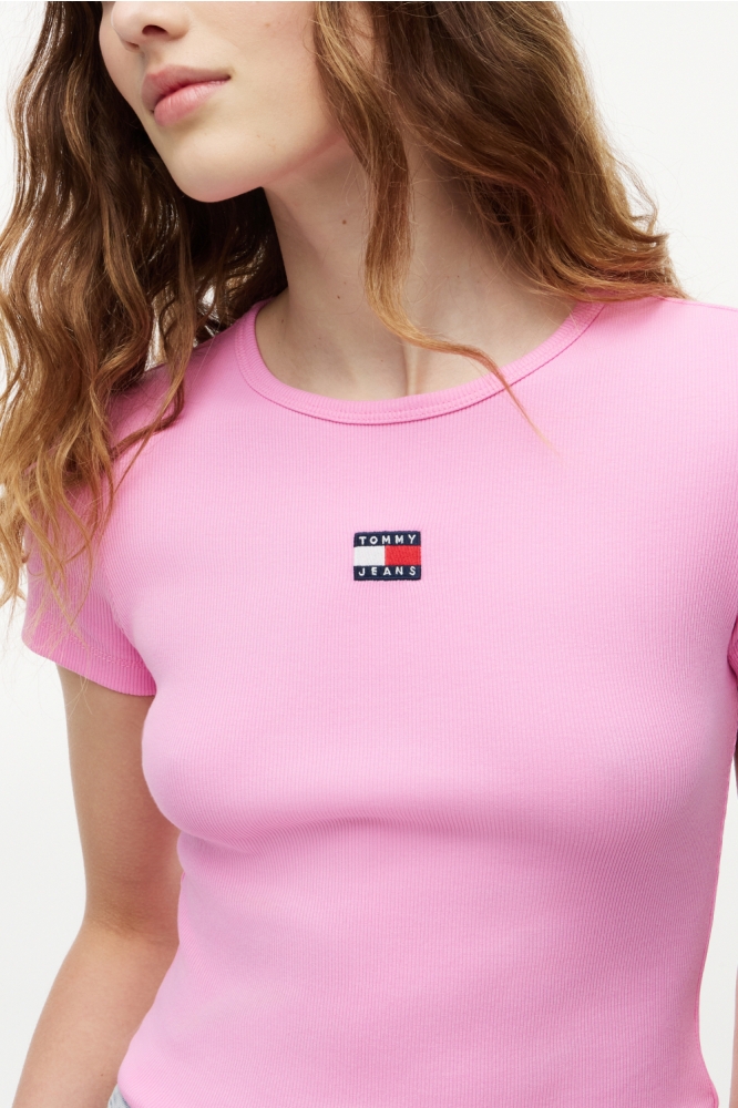Tommy Jeans roze dames t-shirt | Close up