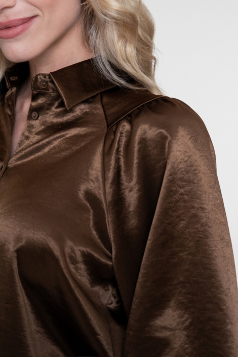 Geisha bruine dames blouse | Kleurstaal