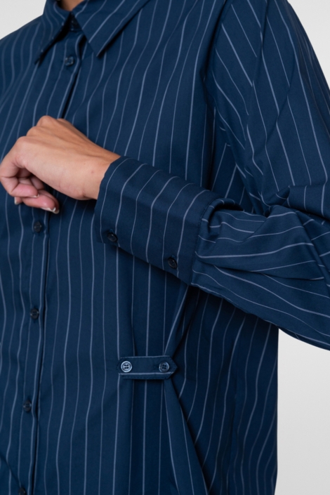 Geisha blauwe dames blouse | Close up