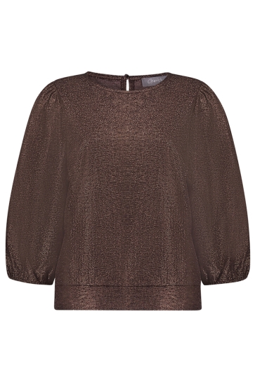 Geisha T-shirt GLITTER TOP MET POFMOUWEN EN RONDE HALS 62841 45 Bronze