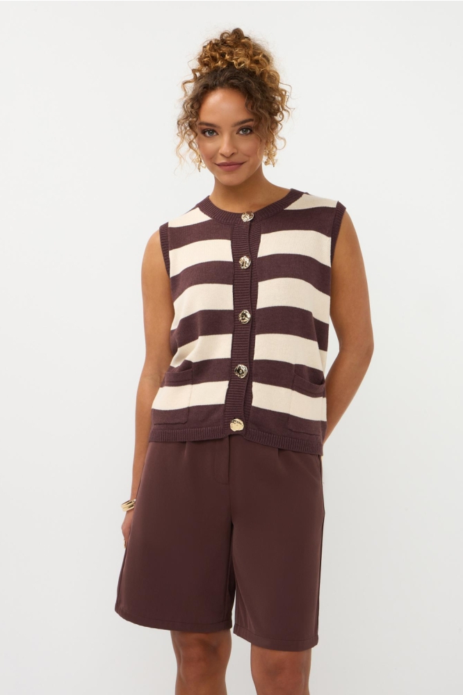 Ydence bruine dames gilet | Model vooraanzicht