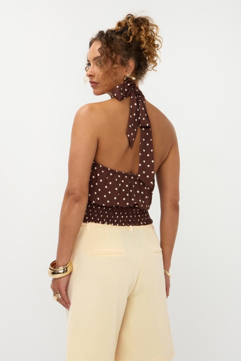 Ydence bruine dames top | Model achteraanzicht