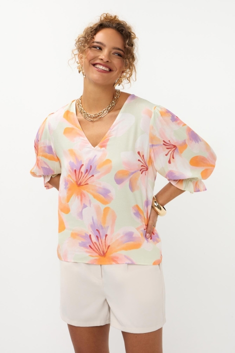 Ydence multi color dames top | Model vooraanzicht